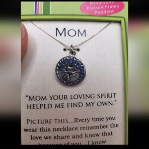 Mom Sterling Silver Photo Charm Necklace Snowflake